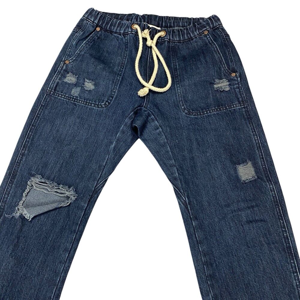 One Teaspoon Shabbies Drawstring Boyfriend Denim Jean Women XS Destroyed - Picture 8 of 16